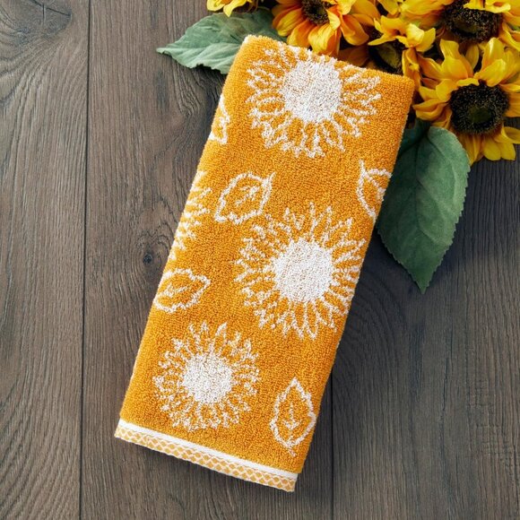 2 SKL Fall Harvest Hand Towel Set Sunflower Decorative Bath Kitchen Bar - Picture 2 of 5